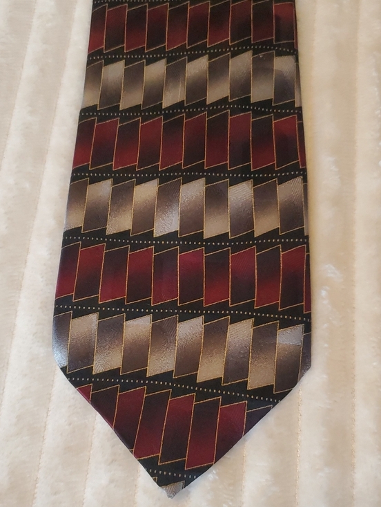 Mosaic Other - Mosaic Tie, Pure Silk, Red, Gray, Black, Made In Korea